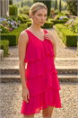 Cerise Embellished Tiered Chiffon Dress, Image 1 of 4