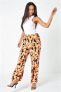 ORANGE Floral Wide Leg Trousers, Image 2 of 5