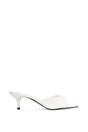 White XY LONDON White 'Jane' Square Toe Kitten Heel Slip On Heeled Sandal Mules, Image 1 of 6
