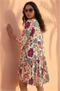 Cream  Floral Trim Smock Dress, Image 3 of 4