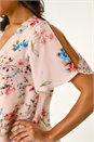 Light Pink Floral Angel Sleeve Top, Image 5 of 5