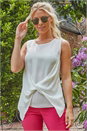Ivory Sleeveless Twist Front Top, Image 1 of 5