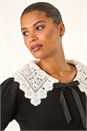 Black Crochet Collar Knitted Dress, Image 4 of 5