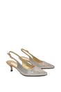Gold XY LONDON Gold Slingback Court Shoes Pointed Kitten Heels With Crystal Details, Image 3 of 6