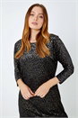 Black Shimmer Leopard Print Velvet Dress, Image 1 of 5