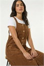 Chocolate Corduroy Pinafore Midi Dress, Image 3 of 5