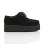 Black Double Platform Brothel Creepers Lace Up Shoes, Image 2 of 6