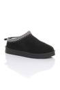 Black Faux Fur Lined Comfy Aztec Embroidered Ultra Mini Booties Slippers, Image 5 of 6