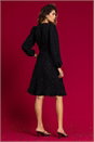 Black Glitter Crepe Frill Hem Dress, Image 2 of 5