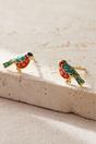 Gold Bullfinch Birds S925 Sterling Silver Stud Earrings, Image 2 of 2