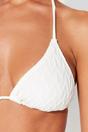 White Triangle Textured Halterneck Bikini Top, Image 2 of 5