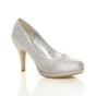 Silver High Heel Diamante Court Shoes, Image 1 of 6