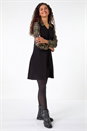 Khaki Geometric Contrast Swing Dress, Image 1 of 5