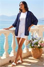 Navy  Pointelle Heart Knit Cardigan, Image 3 of 4
