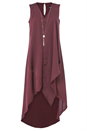 Plum Satin Necklace Trim Swing Dress, Image 4 of 4