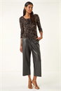 Bronze Jacquard Cowl Neck Stretch Top, Image 2 of 5