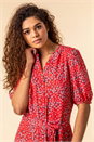 Red Ditsy Floral Frill Hem Midi Dress, Image 4 of 5