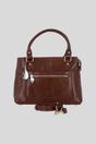 Tan Real Leather Handbag with Detachable Crossbody Strap, Image 1 of 4