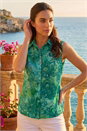 Blue Floral Print Jacquard Blouse , Image 2 of 4
