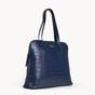 Navy 'EVA' Croc Embossed Real Leather Designer Unlined Tote Bag, Image 2 of 4