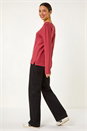 Rust Button Detail Ribbed Jumper, Image 3 of 5