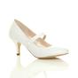 White AJVANI White Mid Heel Mary Jane Court Shoes, Image 1 of 6