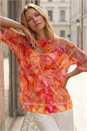 Orange Floral Mesh Overlay Top, Image 1 of 4