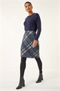 Navy  Check Print Brushed Skirt, Image 3 of 5