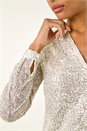 Silver Embellished Sequin Stretch Blouse, Image 5 of 5