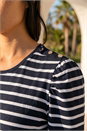 Navy  Petite Stripe Ruched Top, Image 4 of 4