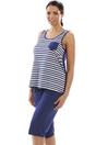 Navy Camille Lingerie Navy Lightweight Striped Capri Bottom Pyjama Set, Image 1 of 5