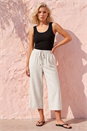 Natural Petite Linen Blend Wide Cropped Trousers, Image 1 of 4