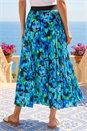 Multi  Abstract Print Pleated Skirt, Image 3 of 4