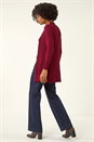 Wine Longline Stretch Ribbed Cardigan, Image 3 of 5
