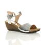 Silver Low Wedge Heel Buckle Sandals, Image 1 of 7