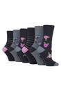 Navy 6 Pairs Patterned Non-Binding Cotton Socks, Image 1 of 5