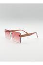 Pink SVNX Pink Square Rimless Sunglasses with Ombre Lens, Image 2 of 5