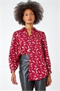 Wine Dusk Metallic Feather Print Shirt , Image 5 of 6