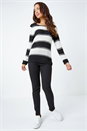 Black Knitted Stripe Jumper, Image 2 of 5