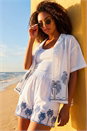 Blue Dusk Palm Embroidered Shorts, Image 2 of 5