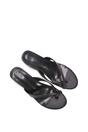 Black 'Rosa' Mid Wedge Heel Sandal Mules With Toe Post, Image 6 of 6