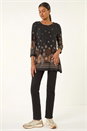Black Sunflower Printed Tunic Top, Image 2 of 5
