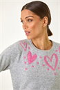 Grey Heart Detail Knit Jumper, Image 4 of 6