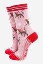 Pink Cheetahs Snowflakes Bamboo Socks, Image 1 of 4