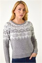 Grey Dusk Snowflake Jacquard Knit Jumper, Image 1 of 5