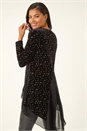 Gold Star Print Velvet Chiffon Hem Top, Image 1 of 5