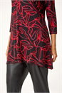 Red Leaf Print Stretch Tunic Top, Image 5 of 5