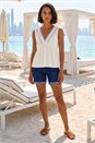 Ivory  Dusk Trim Detail V-Neck Top, Image 3 of 4
