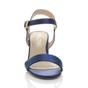 Navy Blue Mid Block Heel Buckle Strappy Sandals, Image 6 of 6