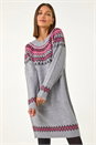 Grey Fairisle Knitted Jumper Dress, Image 4 of 5